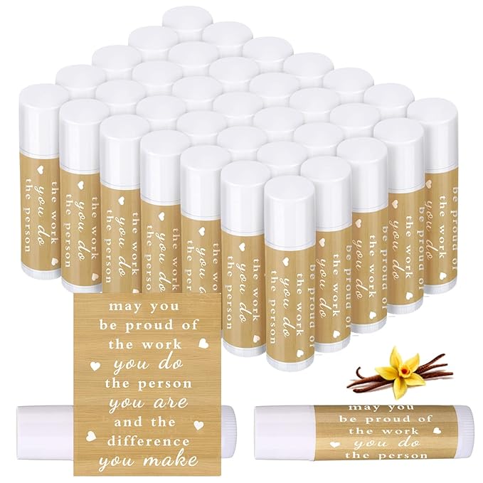 Demissle 24 Pcs Thank You Lip Balm Appreciation Gifts Bulk Inspirational You're the Balm Vanilla Ingredients Lips Care for Thanksgiving Christmas Appreciation Favor Employee Coworker Volunteer