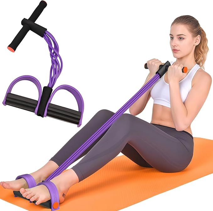 Resistance Bands with Handles, 6-Tubes Elastic Foot Pedal Resistance Bands, Natural Rubber Ankle Puller Sit-up Exercise, M...