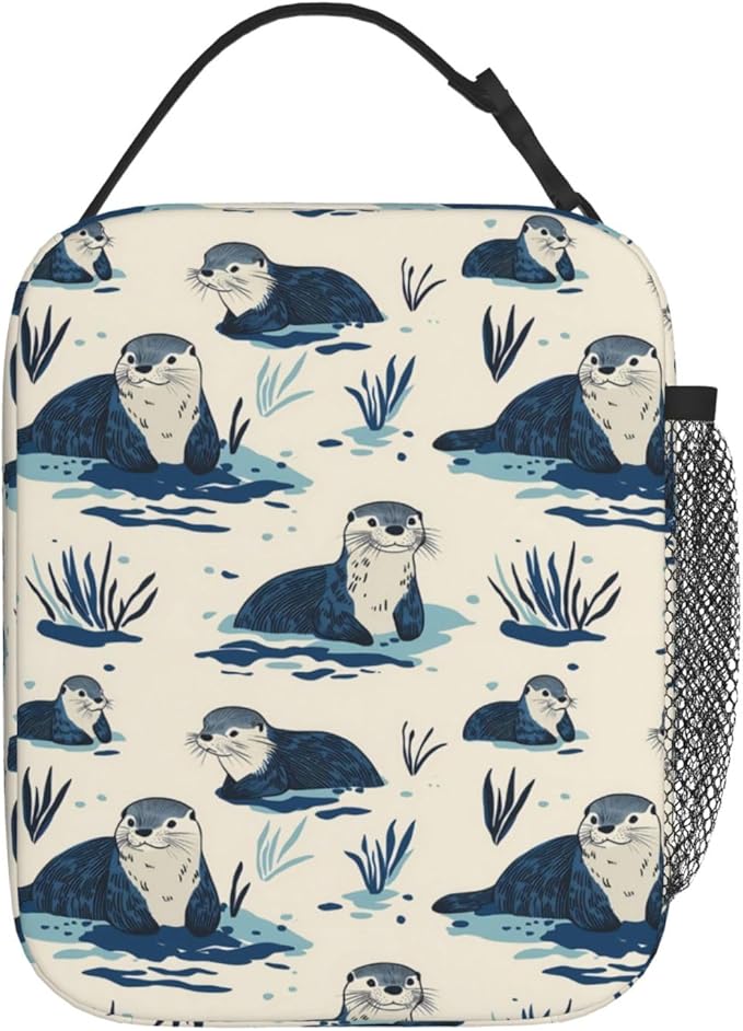 Otter Lunch Box Insulated Lunch Bag for kids Girls Boys,Reusable Lunch Box Containers for Women Men,Durable Cooler Tote Bag Lunchbox for Office/School/Picnic