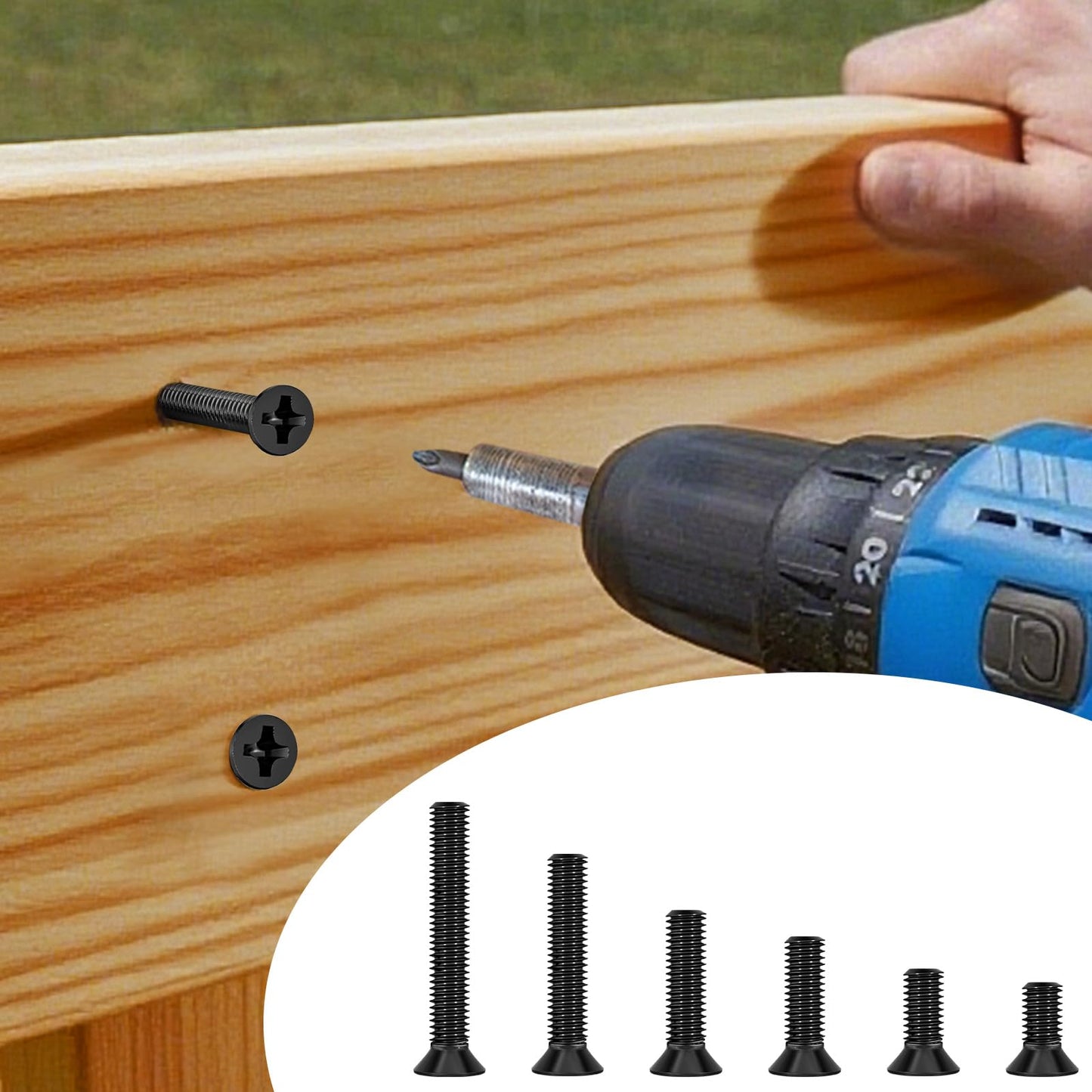 380 Pcs M3 Black Flat Head Machine Screws and Hex Nuts Kit Carbon Steel Countersunk Head Phillips Screws Bolts Assortment,M3 x 4mm/ 6mm/ 8mm/ 10mm/ 12mm/ 16mm/ 20mm