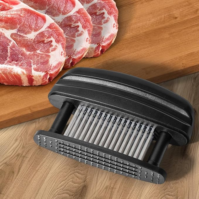 Meat Tenderizer with 48 Stainless Steel Ultra Sharp Needle Blades Heavy Duty Cooking machine for Tenderizing Beef, Turkey, Chicken, Steak, Veal, Pork, Fish etc