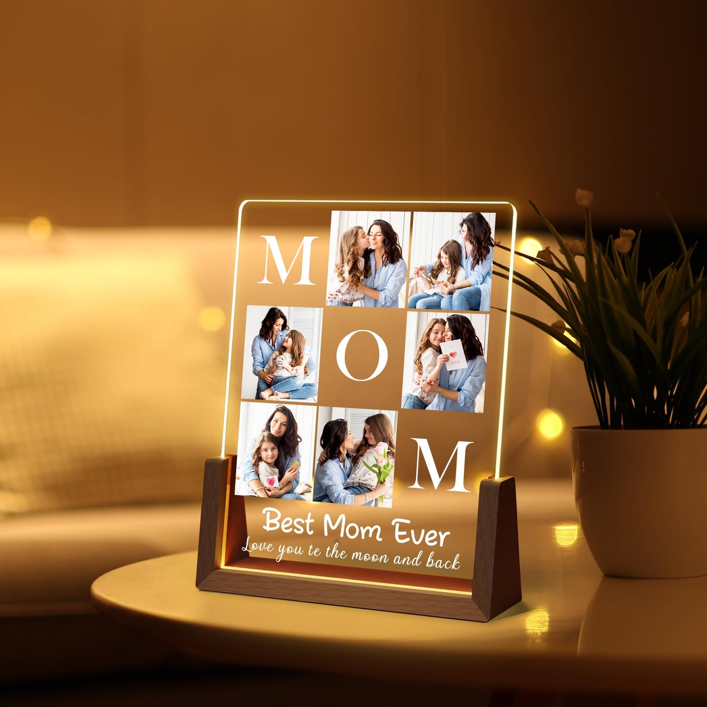 Maiwell Personalized Mothers Day Birthday Gifts For Mom From Daughter Son Husband  Custom Best Mom Ever Gifts Picture Frame Night Light With Photo Name  Customized Christmas Gift For Mama Wife Women
