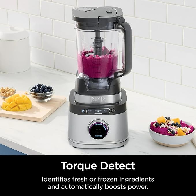 Ninja Detect Kitchen System TB400 Power Blender + Food Processor, 1700W Peak Motor, BlendSense Auto-Detect Technology, 72-oz Pitcher, 64-oz Processor Bowl, Two 24-oz Cups, Silver