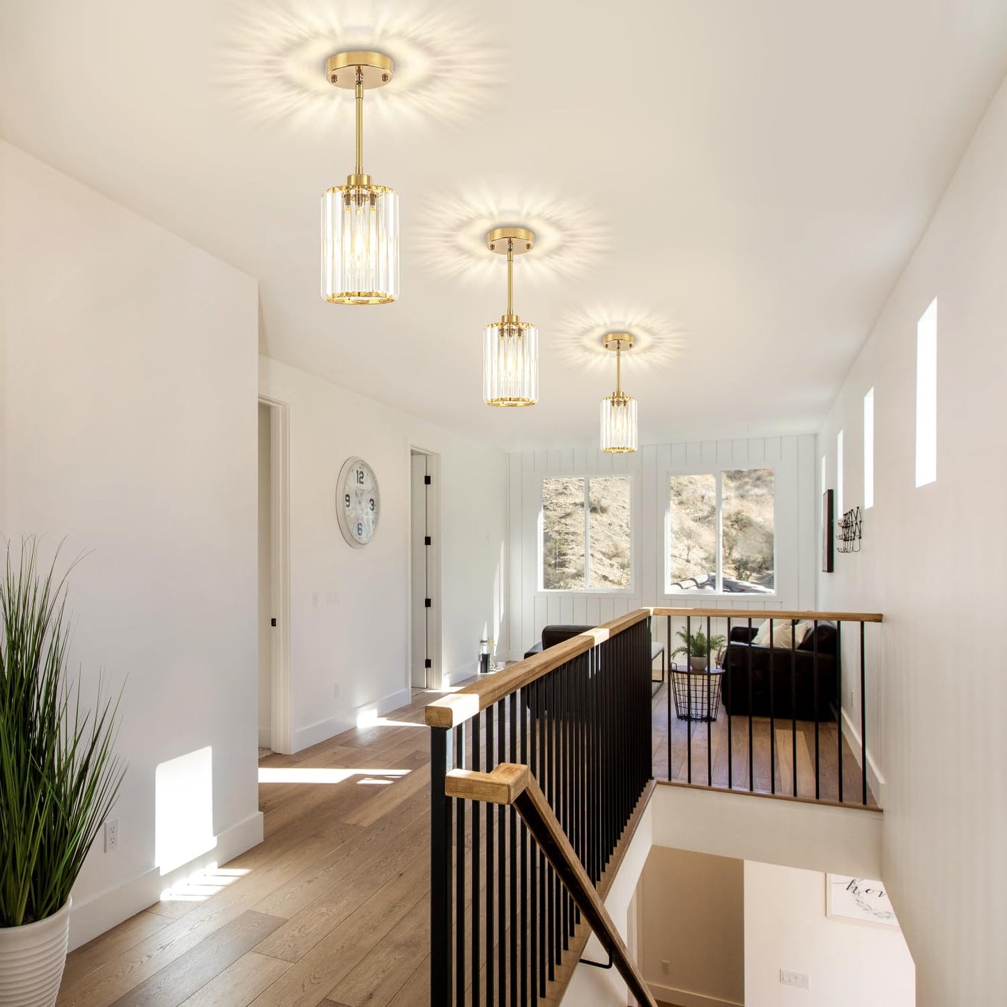Zsmihdoh Pendant Lights Kitchen Island  Modern Brushed Gold Pendant Light Fixtures  Kitchen Hanging Lights Mini Chandelier Crystal Pendant Lighting For Island Dining Room Hallway Bedroom