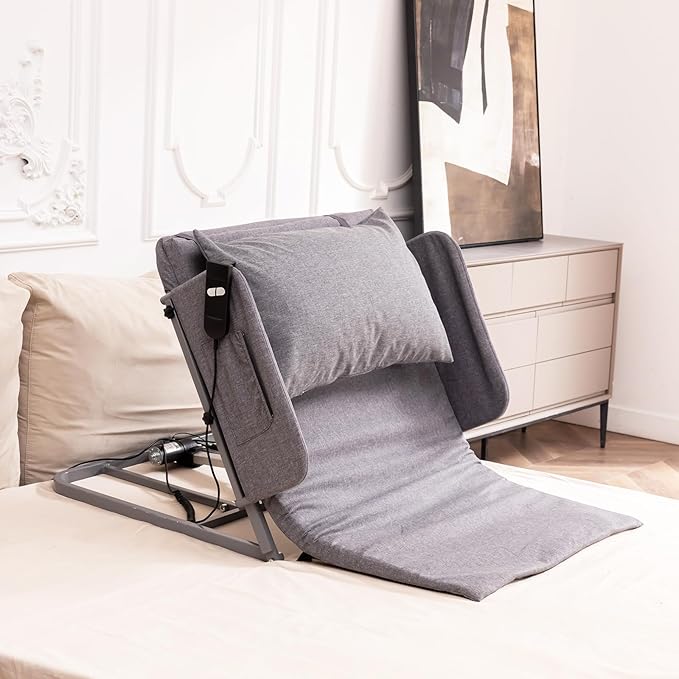 Lifting Bed Backrest | Electric Adjustable Power Bed Wedge Mattress with Pillow Cover for Elderly, Patient, Pregnant Women | Sitting and Sleeping Positioning Assistance, Steel Frame