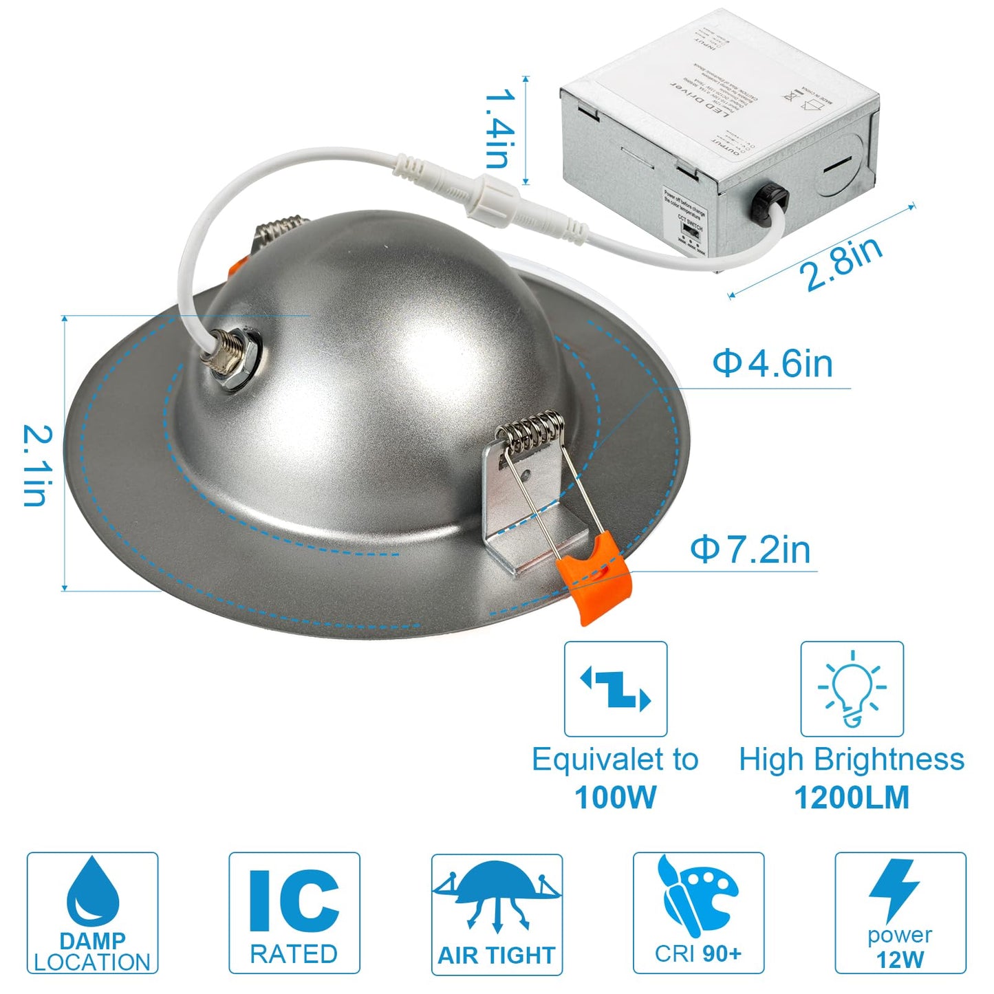 Lightdot 12 Pack 6 Inch Led Gimbal Recessed Lighting  360+90 Adjustable  3Cct Selectable & Dimmable (5%-100%)  1300Lm Ultra Bright Canless Downlight  Etl/Fcc Certified For Living Room/Kitchen-Silver