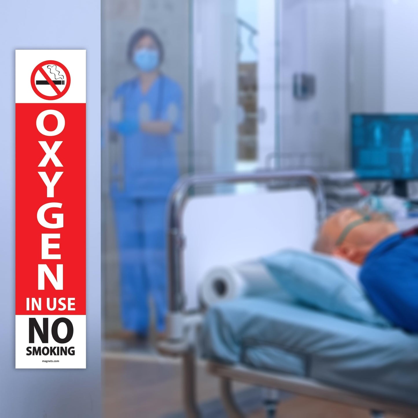 20 Pack - Oxygen in Use Magnetic Sign Spanish (20 Pack) | Indoor No Smoking Warning for Home and Healthcare Setting | Made in the USA