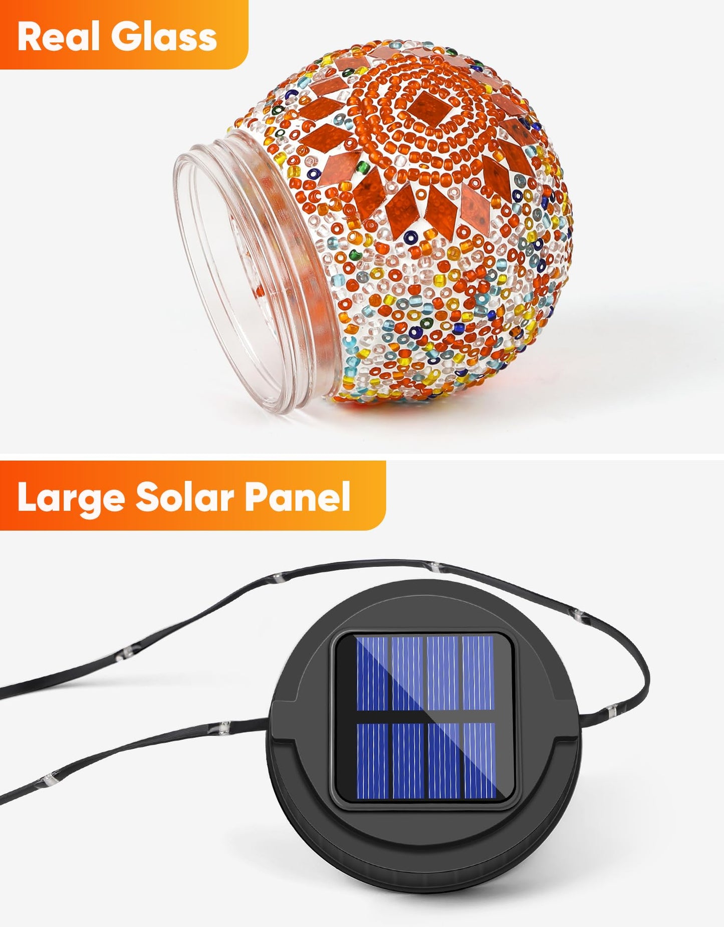 Mosaic Solar Lights Outdoor 2 Pack  Solar Hanging Lanterns Christmas Halloween Gifts For Women Mom Grandma  Waterproof Glass Globe Lights  Garden Patio Decor For Yard  Tree  Balcony  Warm