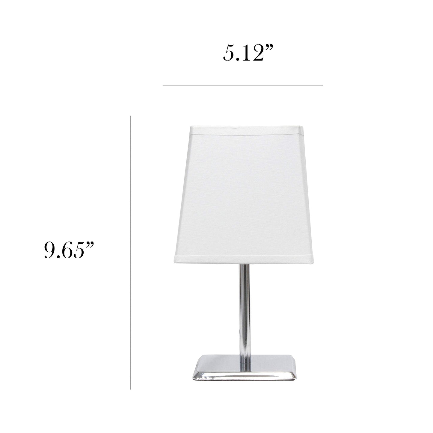 Simple Designs Mini Table Lamp, Lt2062-Wht, Metal, White, Squared Empire Fabric Shade, Pack Of 1