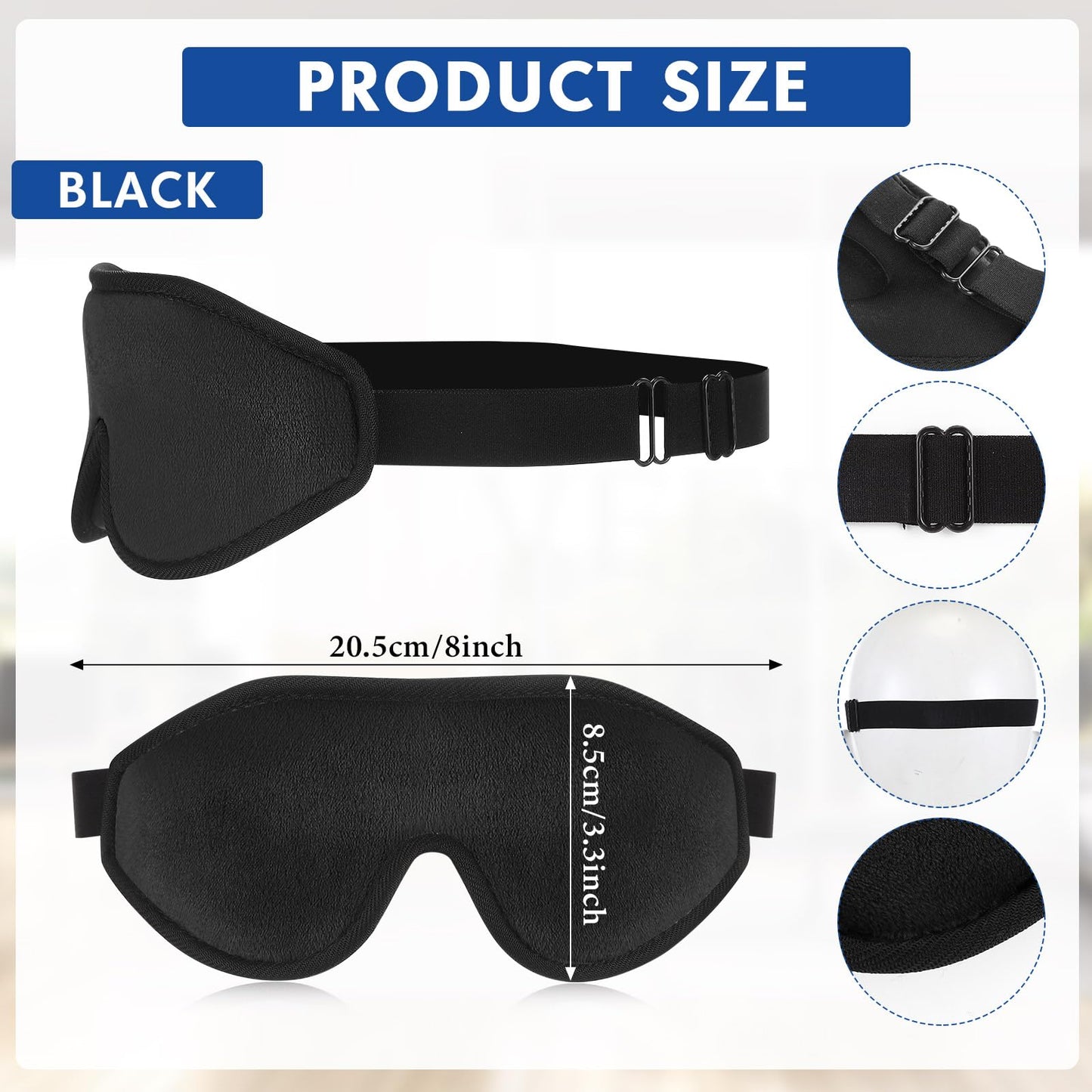 Coume Sleep Mask for Kids 3D Sleeping Blindfold Memory Foam Contoured Eye Mask with Blocking Light with Adjustable Strap(Black)