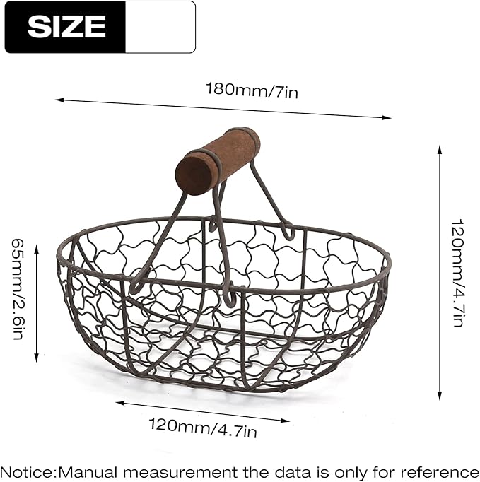Egg Basket Egg Collecting Basket with Wood Handle Wire Egg Basket Rustic Vintage Primitives for Kitchen Living Room Rustic Egg Collecting Basket with Wood Handle Wire Egg Basket Chicken