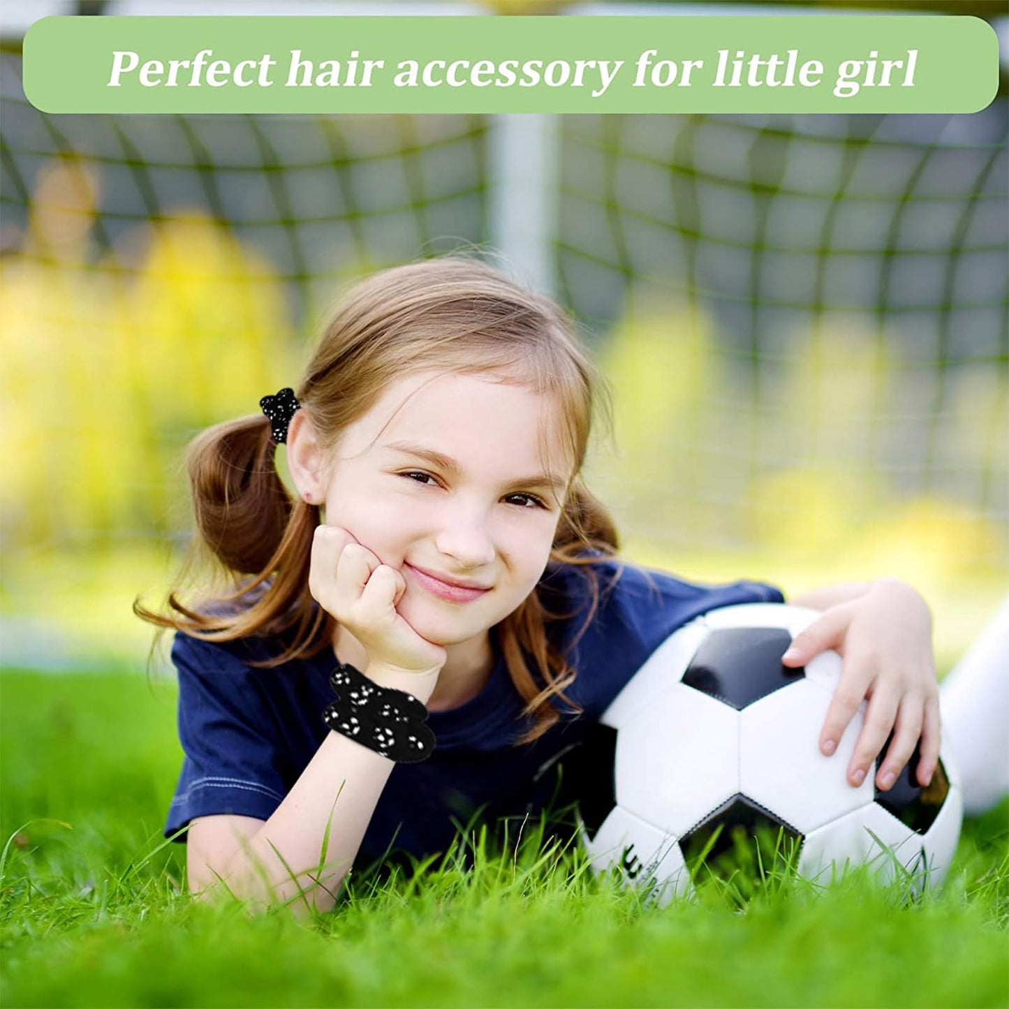 Poen 8 Pieces Soccer Hair Scrunchies Football Hair Ties Elastic Bands Girl Gifts Ponytail Holders Sport Accessories for Girls Wo