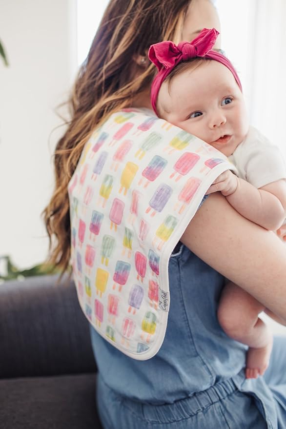 Copper Pearl Premium Baby Burp Cloths - 3-Pack Large Cotton Burp Cloths, Extra Soft Spit Up Rags with 3 Absorbent Layers, Perfect for Baby Girl Gifts (21" x 10" Size, Summer Set)