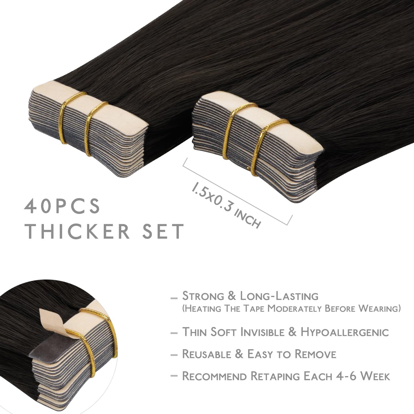 Wennalife Tape in Hair Extensions Human Hair, 40pcs 100g 20 inch Dark Brown Hair Extensions Real Human Hair Straight Tape in Ext