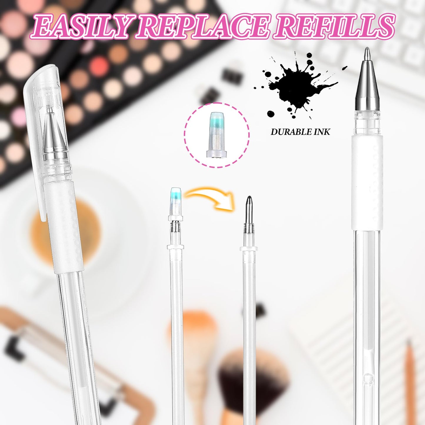 Eyebrow Microblading Marker Pen, 4 Pcs Brow Mapping Pens with with 8 Replacement Refills, Makeup Tattoo Skin Marker Pen, Brow La