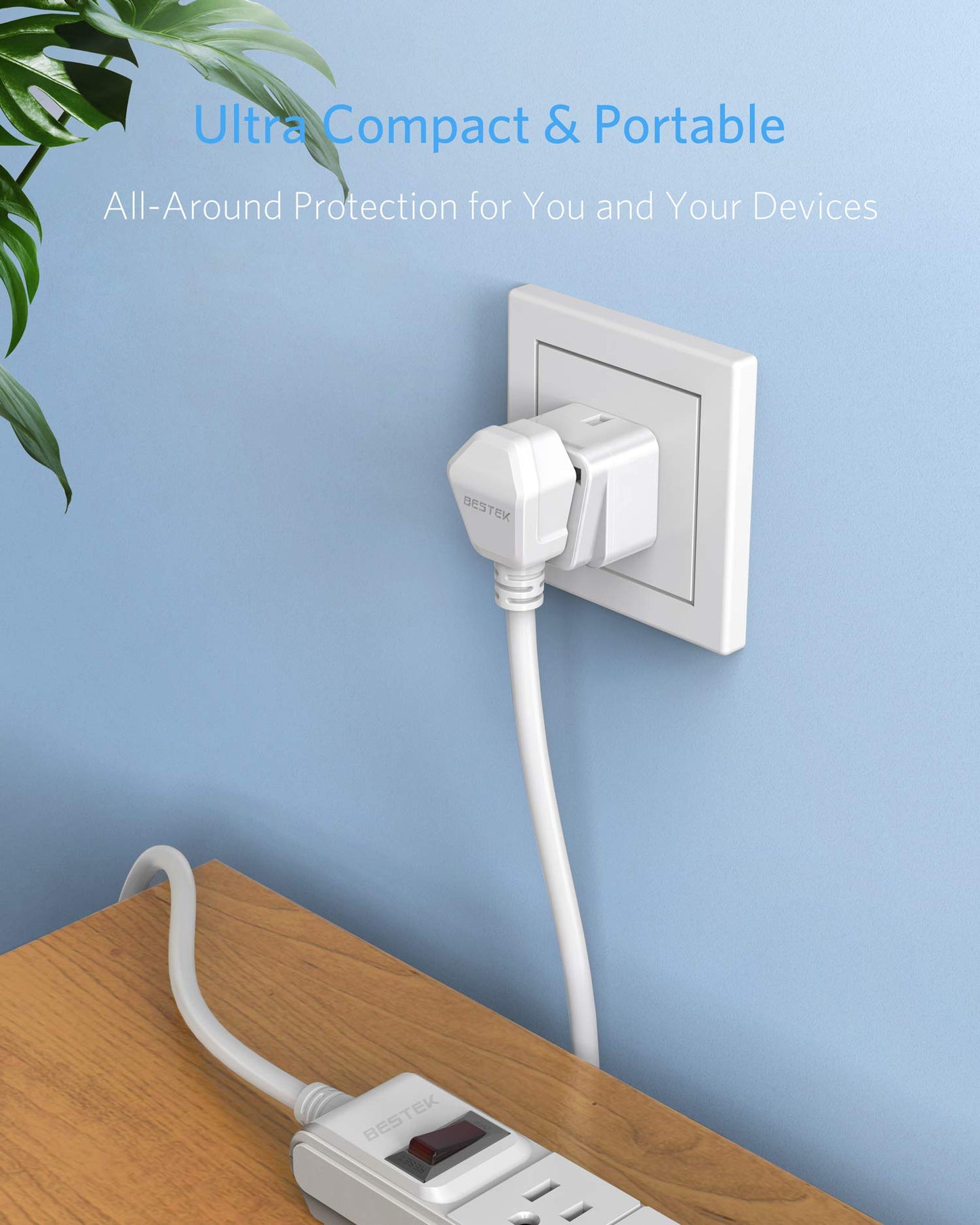 Bestek Australia New Zealand Travel Plug Adapter, Grounded Universal Type I Plug Adapter Au To Us Adapter, Compact For Australia