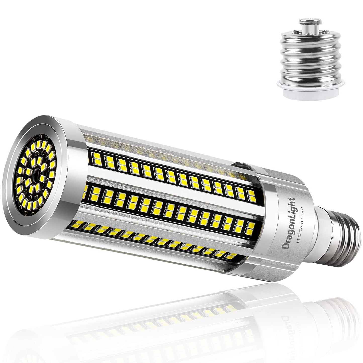 DragonLight 50W Corn LED Light Bulb, 6000K Daylight, E26/E39 Base, 6000LM, Fanless, Aluminum