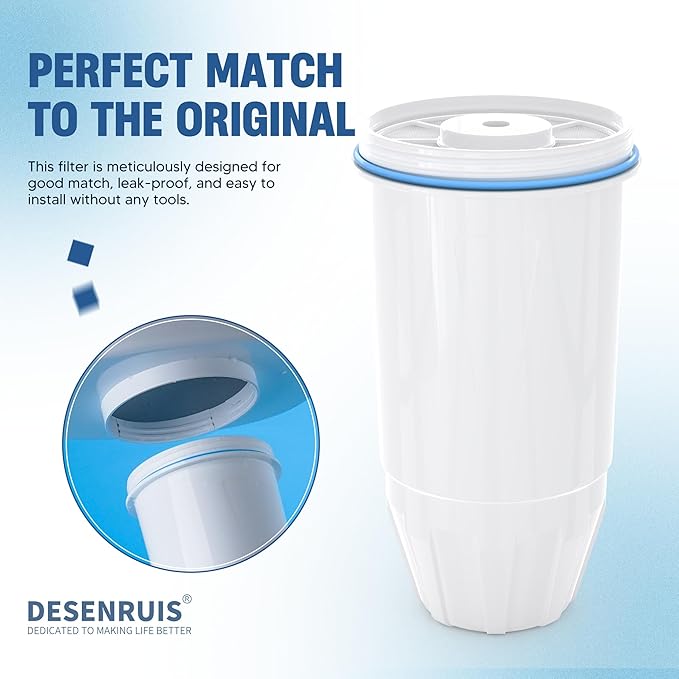 Water Filter Replacement Compatible with Zero Pitcher and Dispenser ZR-001 ZR-017 ZR-004 ZP-006 ZD-013 ZS-008, Multi-Stage Filter System, Reduce Lead, Chromium, and PFOA/PFOS, Pack of 4