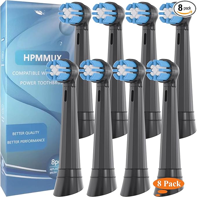 Replacement Toothbrush Heads Compatible with Oral b iO 3/4/5/6/7/8/9/10 Series Electric Toothbrush, Premium Grade Bristles, Black, 8 Pack