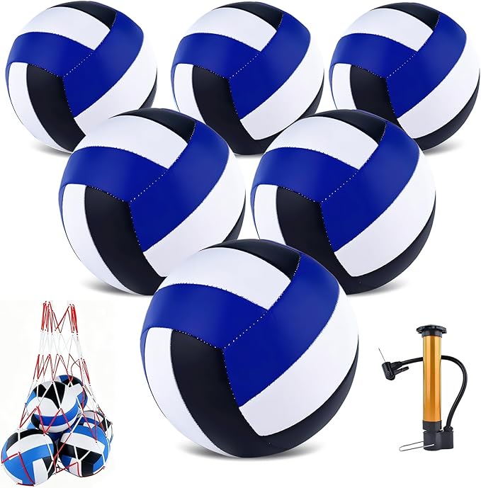 HYPGARD 6 Pack Volleyballs Official Size 5, Waterproof Soft Bulk Recreational Volley Balls with Pump and Net Bag for Indoo...