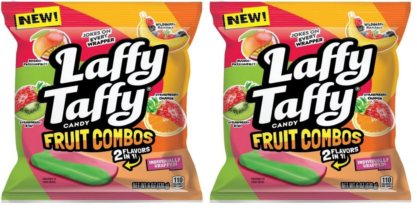 Laffy Taffy Candy, Fruit Combos, Individually Wrapped Mini Bars, 6 Ounce (Pack of 2)