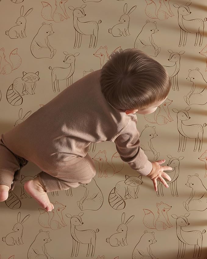 Baby Crib Sheets for Boys Girls, 28x52x8in Fitted Crib Sheet Neutral 3 Pack for Standard Crib and Toddler Mattress, Breathable Soft Microfiber Baby Sheet Green & Brown Fox