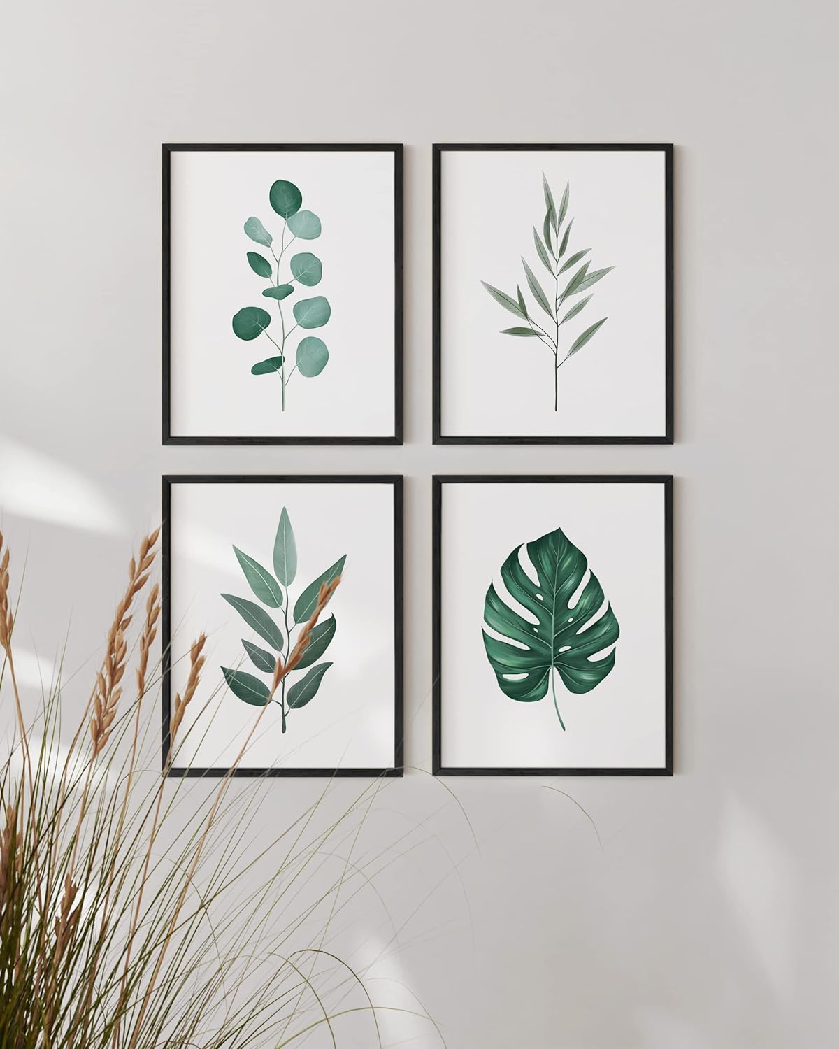 HAUS AND HUES Plant Wall Art - Green Wall Art Collection, Botanical Prints, Leaves Paintings for Minimalist Decor (8x10, UNFRAMED)