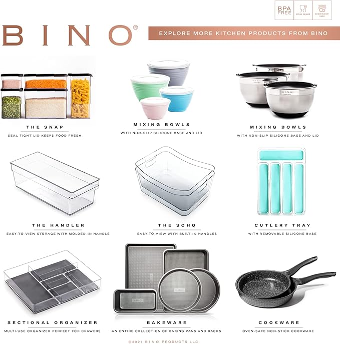BINO | Plastic Storage Bins, X-Large - 12 Pack | THE SOHO COLLECTION | Multi-Use Organizer Bins | Built-in Handles | BPA-Free | Pantry Organization | Home Organization | Fridge Organizer | Freezer Org