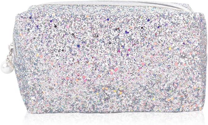 RIAH FASHION Pouch Clutch Organizer Bag - Travel Cosmetic Makeup Toiletry Jewelry Cute Sequin Purse Adjustable Strap (Glit...