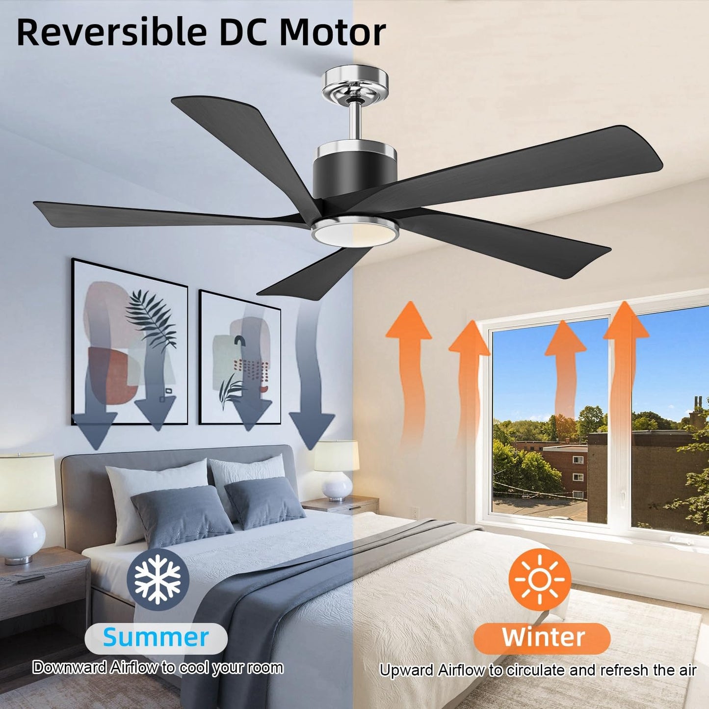 TXCSLY 52in  Ceiling Fan with Lights, Remote Control, Metal, Black, Model HYF-CF-52