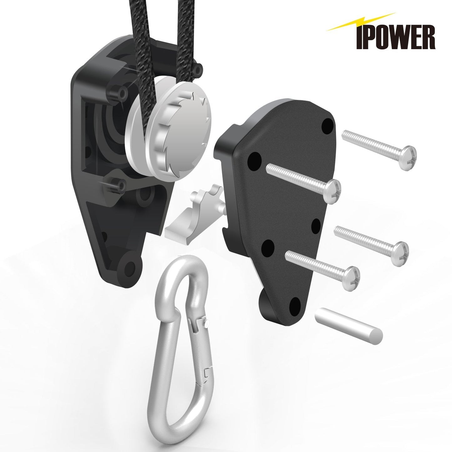 iPower GLROPEX6 Adjustable Rope Clip Hanger, 6-Pair, 8-Feet Long, 150lbs Capacity, Black, Metal