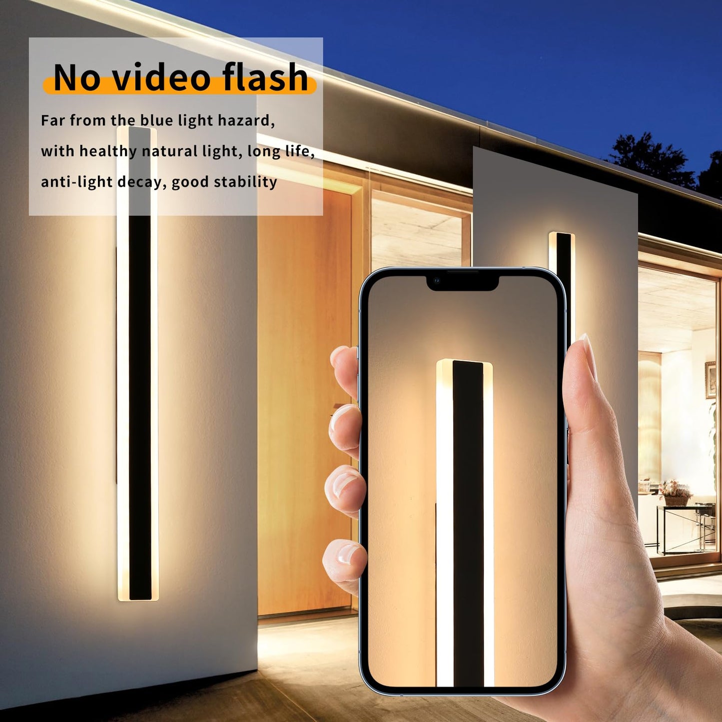 Mikeru 2Pack 57Inch Long Led Wall Light Fixtures  3000K Modern Outdoor Lights Exterior For House Ip65 Waterproof Rust Outdoor Light Fixtures Hardwire Wall Mount Exterior Lighting For Shop Garage