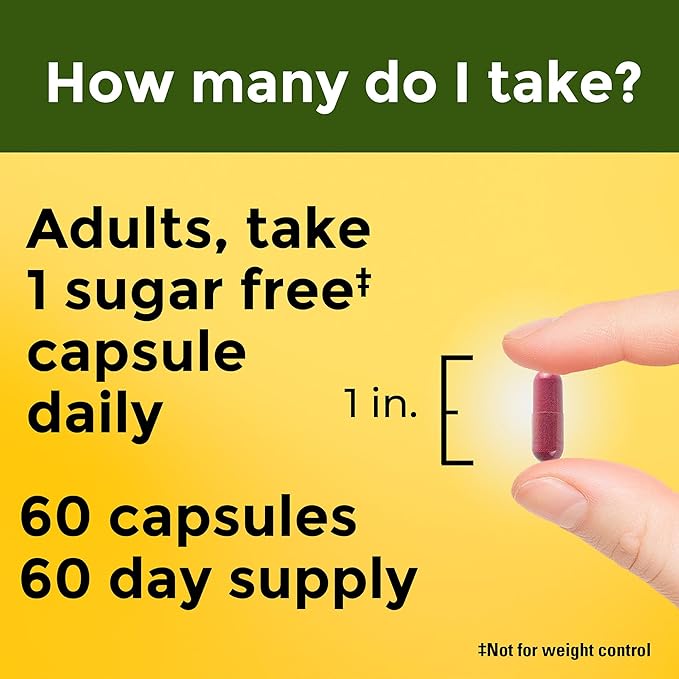 Nature Made Cranberry Supplement 500mg with Vitamin C for Immune & Antioxidant Support, Cranberry Blend for Urinary Tract Health, One Per Day, 60 Capsules