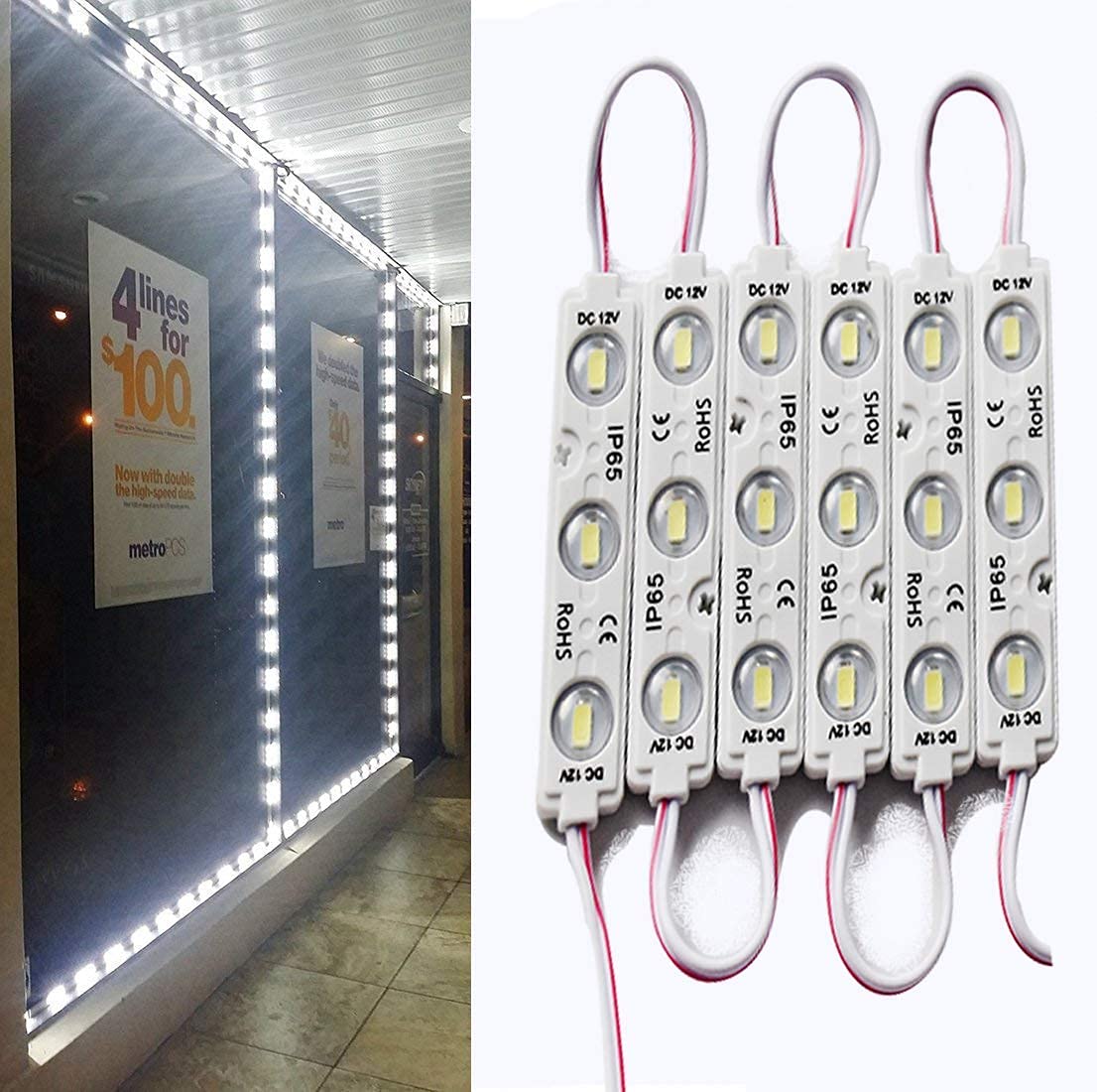 AOOYUANKE LED Module 6000K White Light 200pcs IP65 Waterproof 5730 SMD 150LM Plastic 100Ft