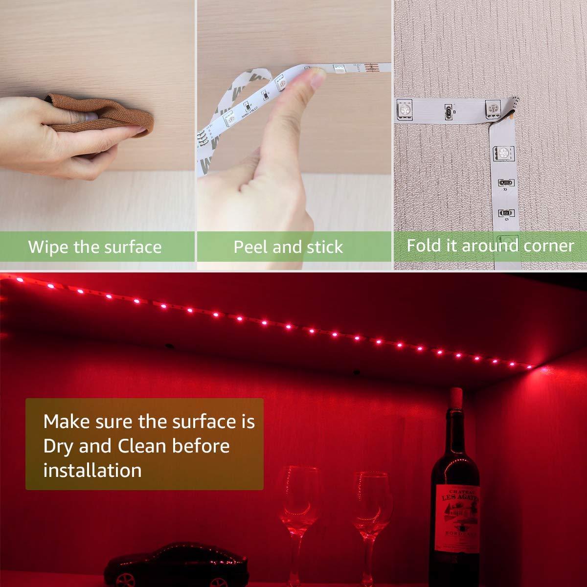 Baoyuteda LED Strip Lights, 5050 RGB, 2M/6.6FT, Battery-Powered, Flexible, 60 LEDs, Model 30RGB