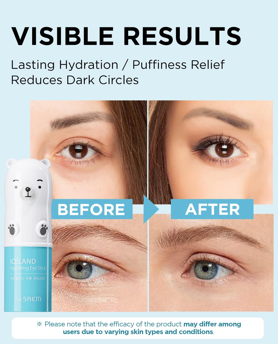 THESAEM Iceland Hydrating Eye Stick 0.24oz - Cooling Eye Balm for Dark Circles and Puffiness – Under Eye Treatment - Reduce Wrinkles and Moisturizing - Minimize Dark and puffy Eyes - Aqua Scent
