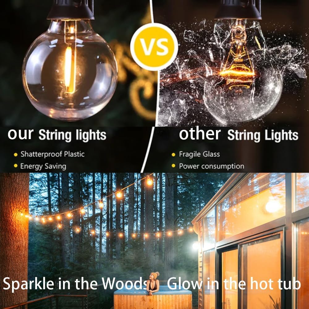 Lampat String Lights  Led 25Ft G40 Globe String Lights With Bulbs-Ul Listd For Indoor/Outdoor Commercial Decor (75 Ft)