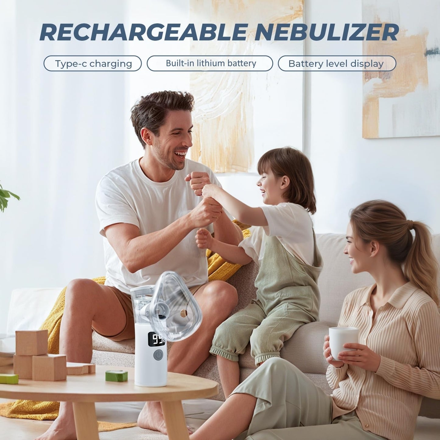 Portable Nebulizer, Nebulizer Machine for Adults and Kids Handheld Nebulizer for Travel and Daily Use Mesh Nebulizer for Breathing Problems with Autoclean Mode Powered by USB/Battery