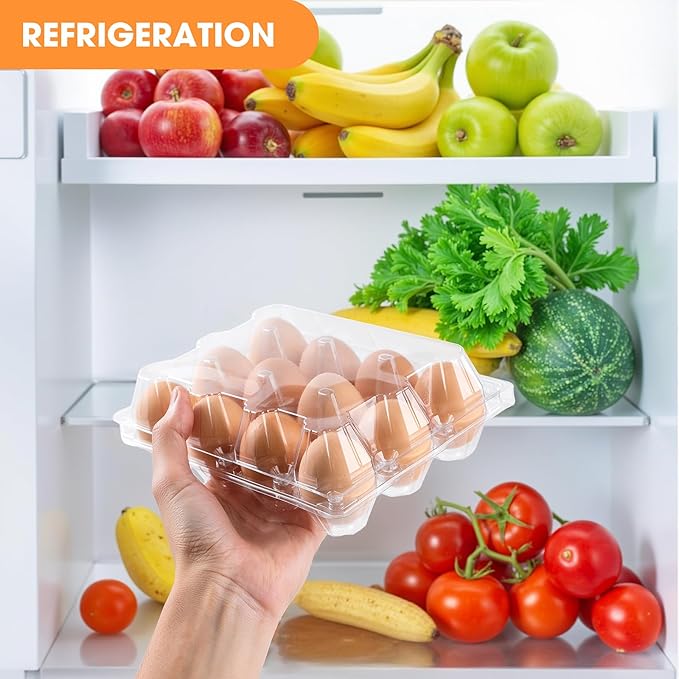 100 Pack Plastic Egg Cartons Cheap Bulk,1 Dozen Clear Empty Egg Cartons for Chicken Eggs 3x4 Grids,Reusable Egg Carton for Family, Chicken Farm, Markets Display