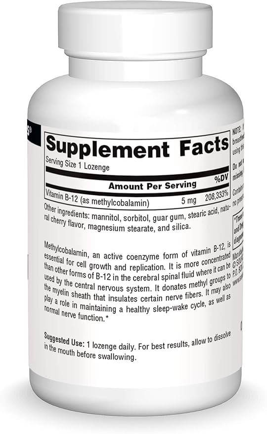 Source Naturals Methylcobalamin Vitamin B-12 5mg Cherry Flavored - 30 Lozenges