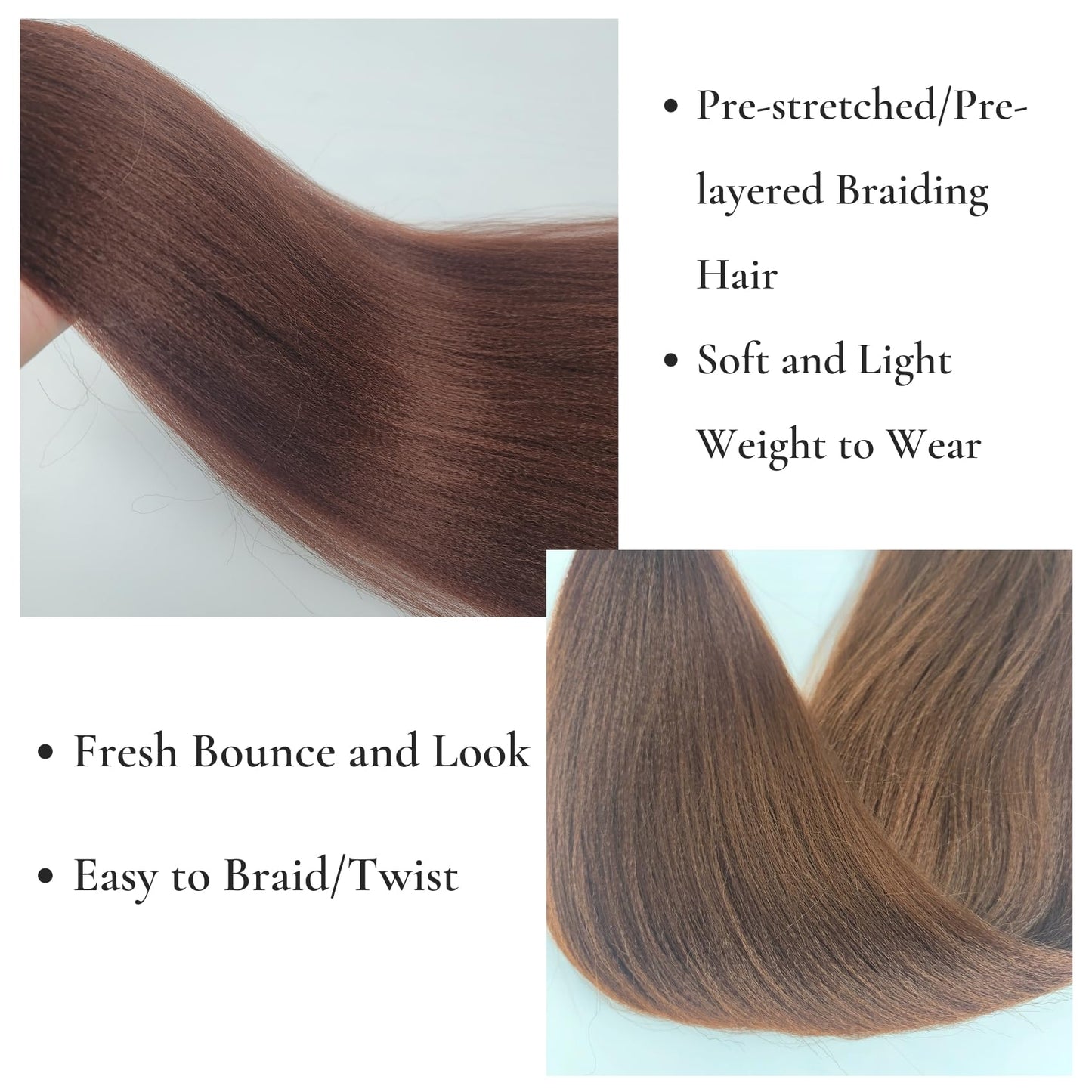Synthetic Boho Braiding Hair Brown Knotless Braiding Hair Pre Stretched for Boho Braids(6 Packs)
