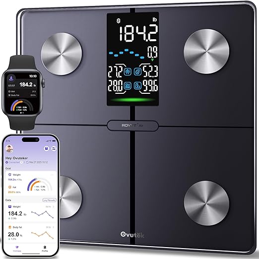Ovutek Smart Scale for Body Weight, Professional Bathroom Digital Scale with BMI, Body Fat, Muscle Mass, Most Accurate to ...