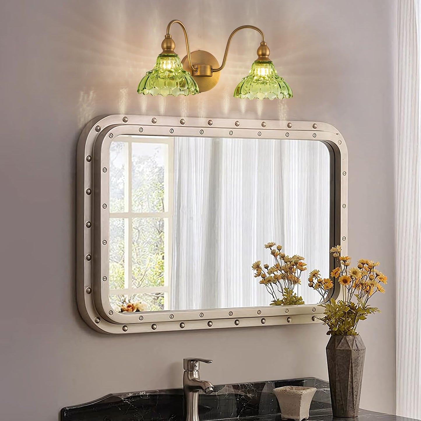 Tlolgt Vintage 2 Light Bathroom Vanity Light Bedroom Green Wall Sconces Vanity Lighting Fixtures Hallway Wall Light Fixtures Bathroom Lighting Fixtures Over Mirror