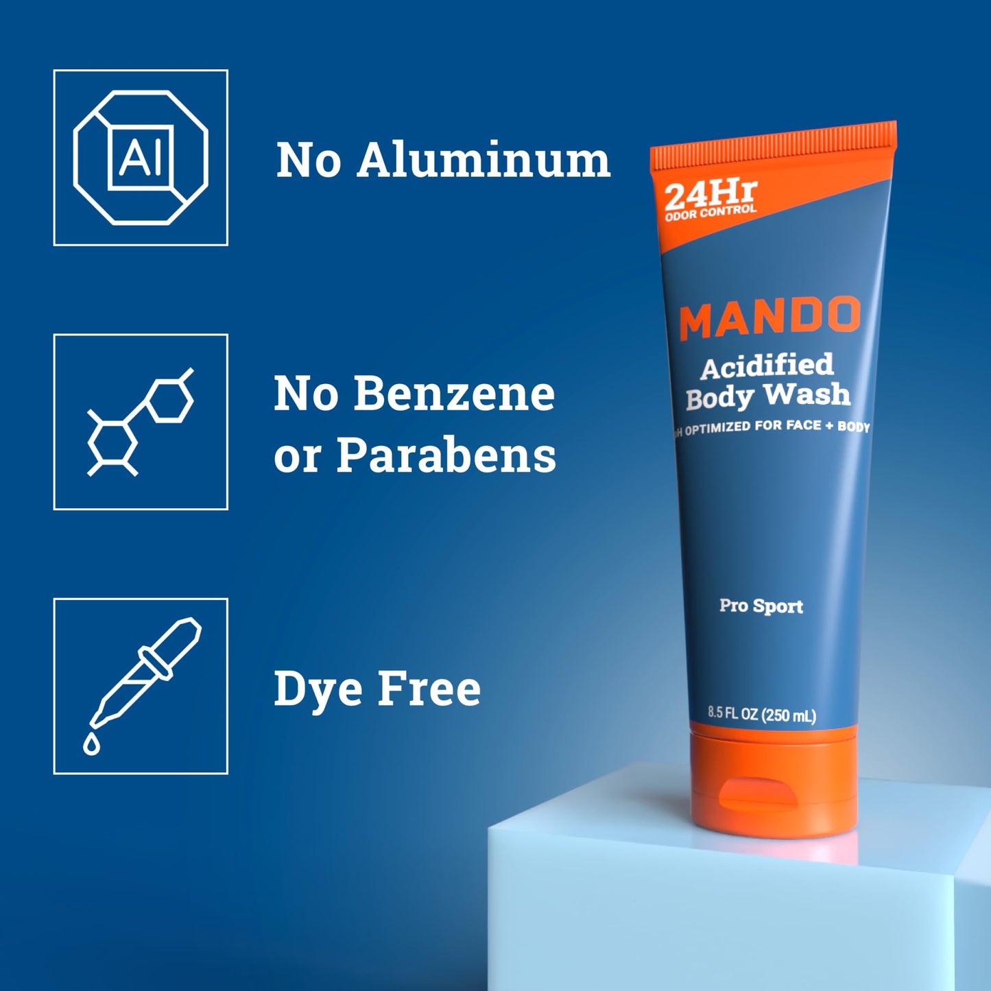Mando Acidified Body Wash - 24 Hour Odor Control - Removes Odor Better than Soap - Formulated without SLS or Phthalates - Skin S