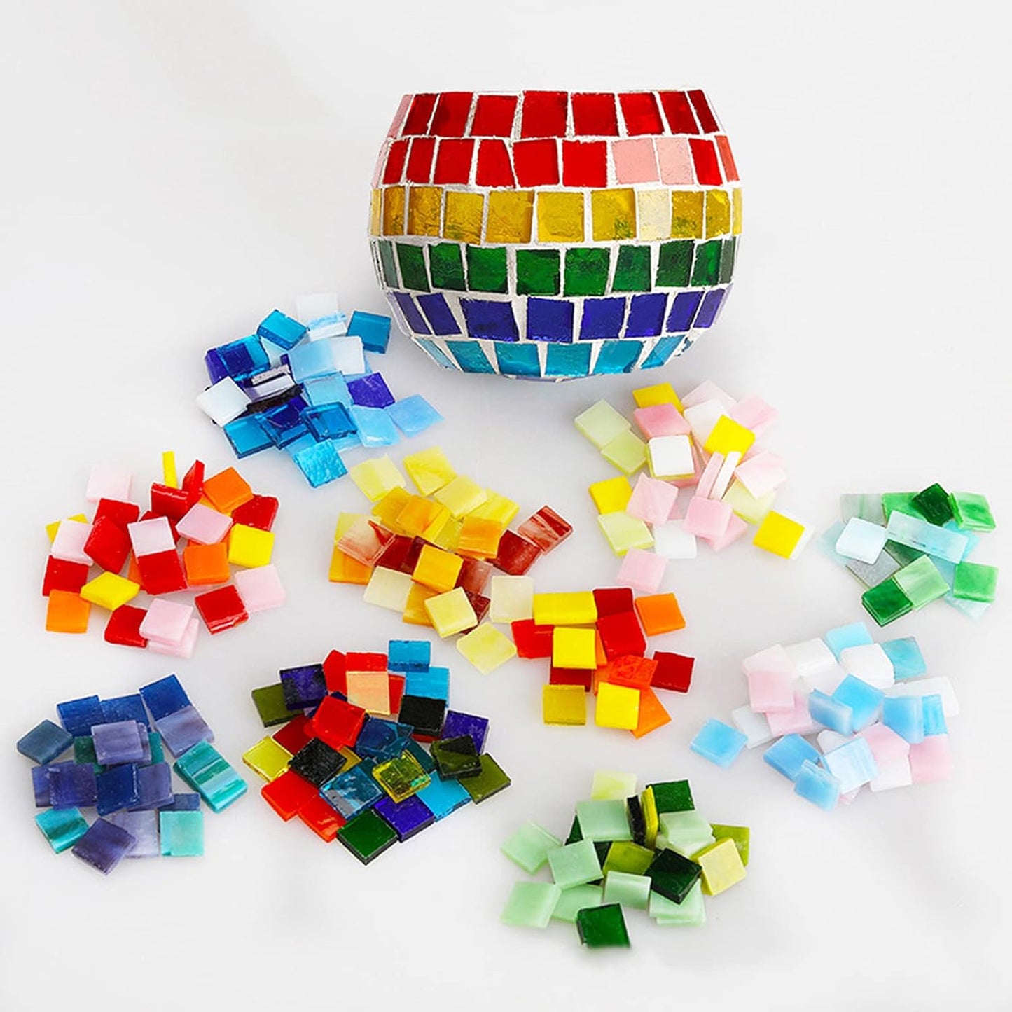 Mosaic Tiles 270 Pieces / 200 g Pack of Colored Mica Glass Mosaic Tile Supplies for Home Decoration, DIY Crafts, Plates, Picture Frames, Flowerpots – 1x1 cm Square Tiles (Sky)