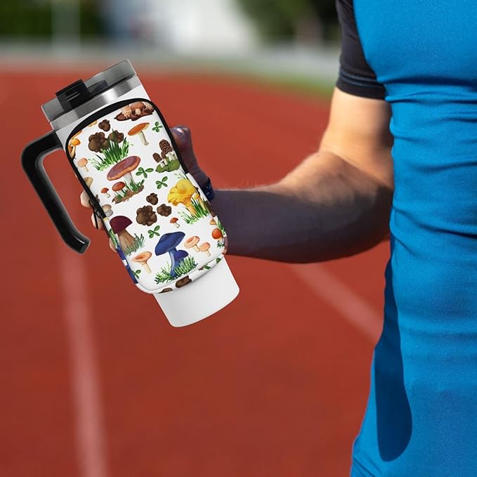 Galaxy Mandala Water Bottle Pouch for Stanley Cup 40oz 30oz,Personalized Gym Purse for Men Women, Tumbler Pouch with Versatile Pocket Water Bottle Bag for Cards, Keys, Phone