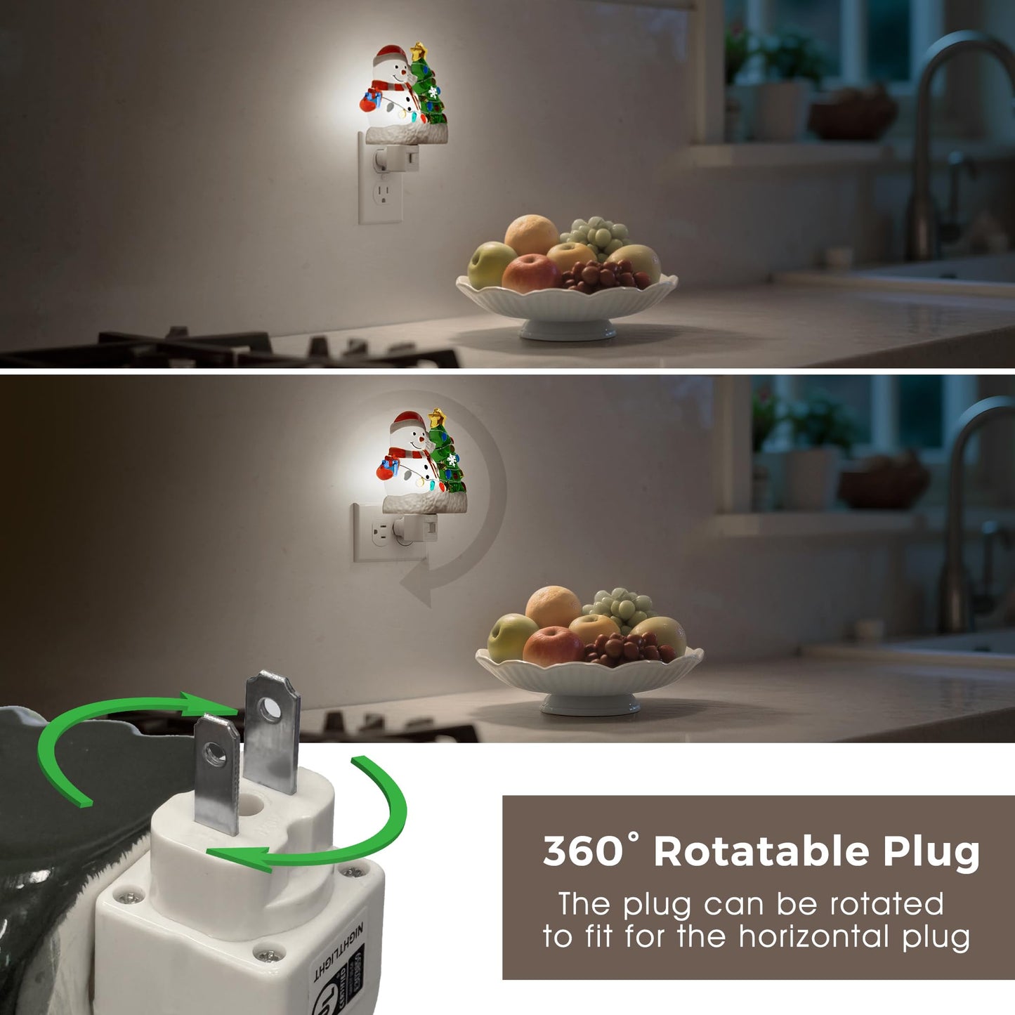 L Lohas Led Christmas Night Lights Plug Into Wall  5000K Daylight  360?Rotatable Christmas Tree & Snowman Nightlight  Night Light For Kids  Ideal For Christmas Home Decor  1 Pack