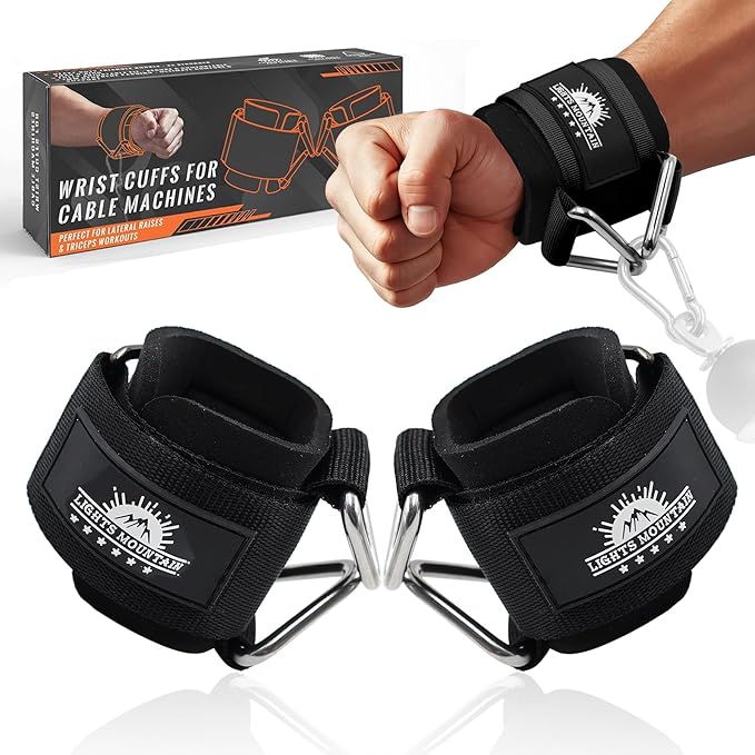 Lights Mountain Adjustable Wrist Cuffs Neoprene Padded Straps for Cable Machines Strength Training Equipment