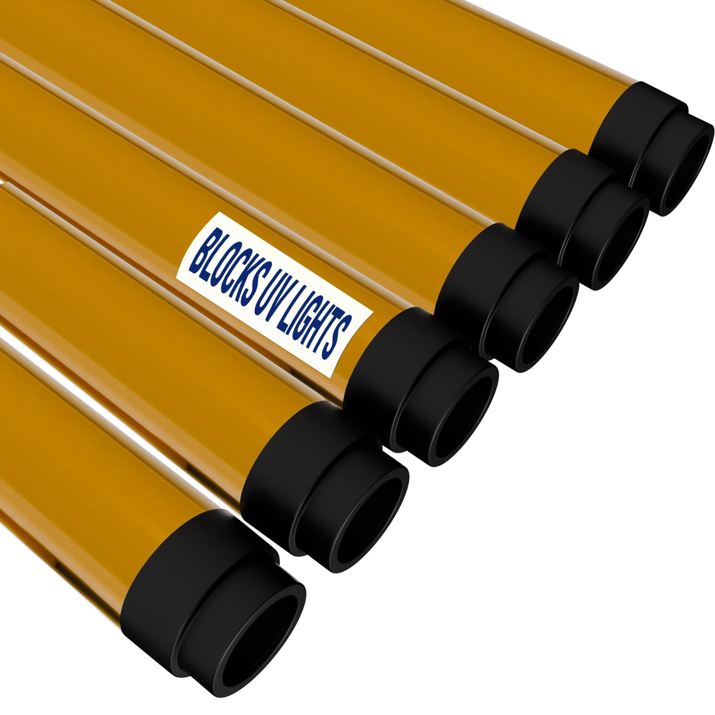 Kastlite T8 Fluorescent Light Tube Guard With End Caps - Blocks Uv Up To 520Nm - 4 Foot Fluorescent Light Diffuser Covers/Safety Sleeves  Amber Uv Protective Plastic Covering/Lighting Accessory - 6Pk