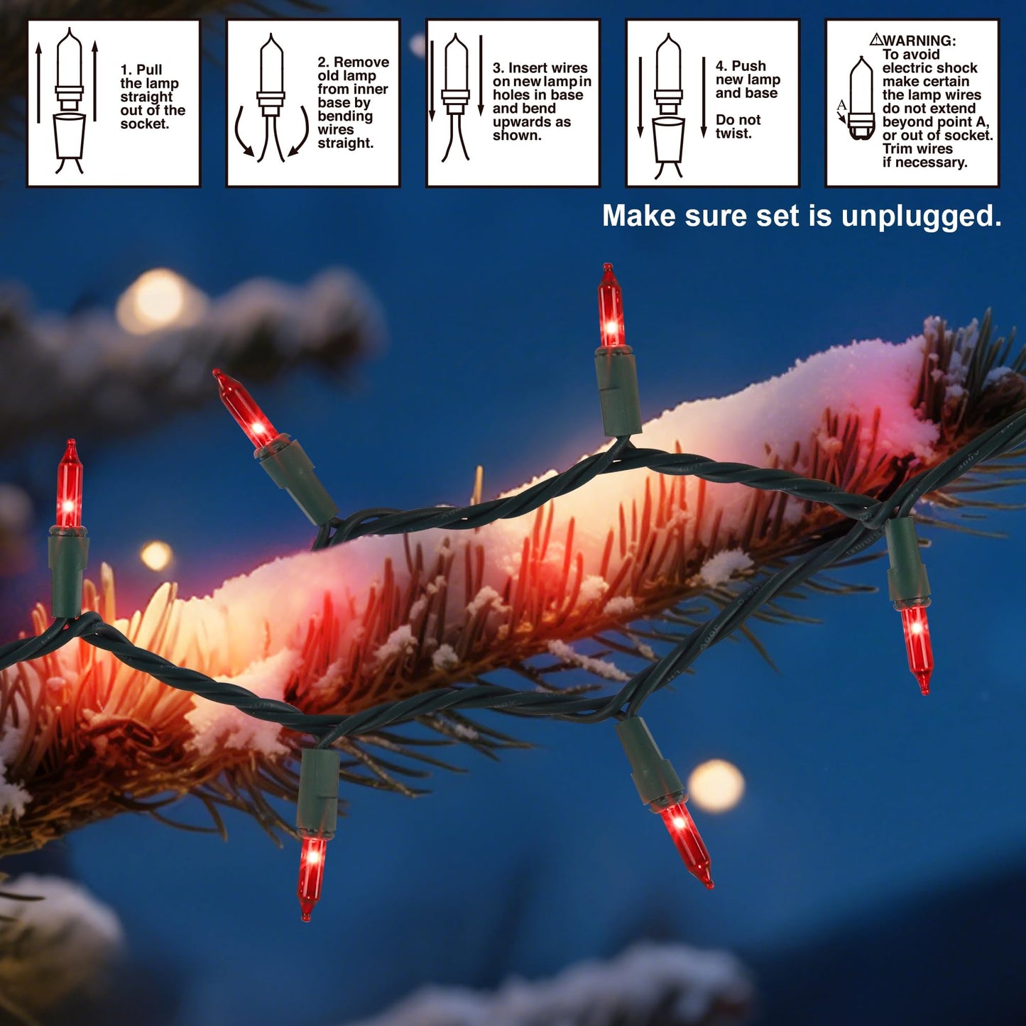 Watereem 3 Pack Red Christmas String Lights  100 Count Each  Incandescent Mini Christmas Lights  Connectable Xmas Tree Light For Indoor Outdoor Garland Birthday Holiday Wedding Festival Party